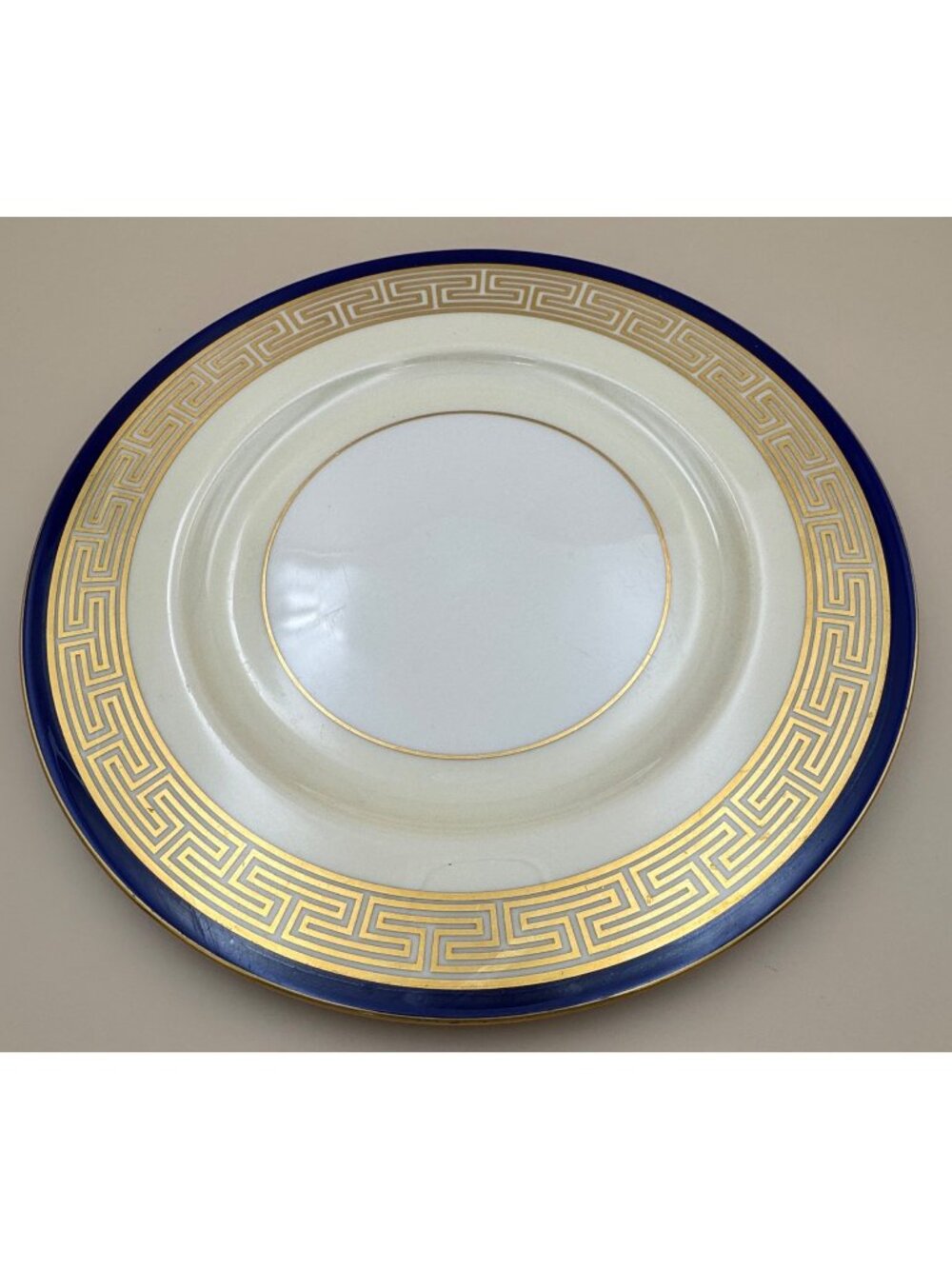 Lenox Etruscan Cobalt Blue Greek Key Dinner Plate 10 3/8" Gold Ivory China USA